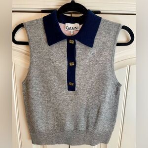 GANNI Cashmere Mix Sleeveless Polo Block Sz XS Sold Out! EUC!